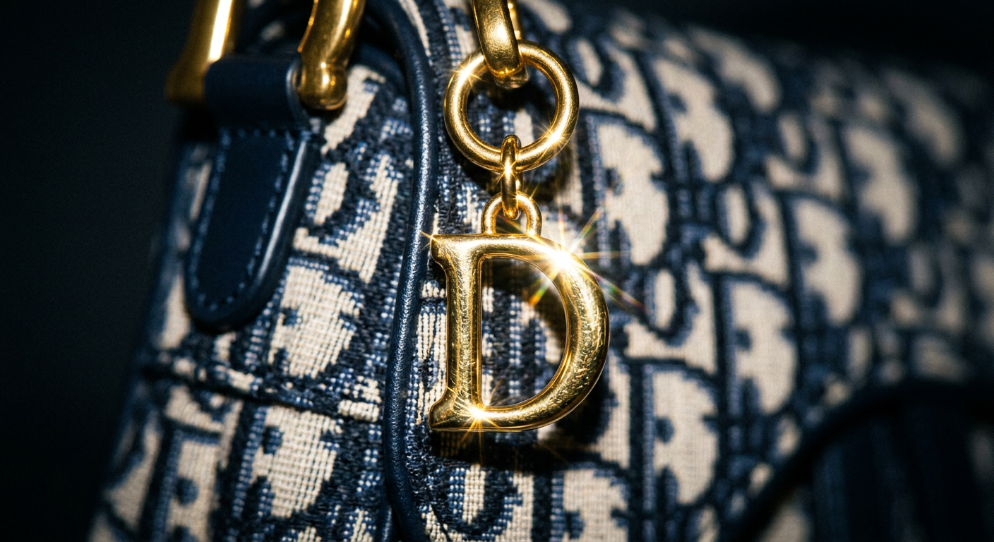 Macro shot of the gold D charm